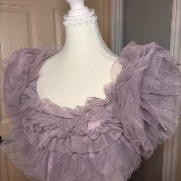 NWT Free People Intimately Oyster Mauve Tulle Crop Top - Picture 7 of 8